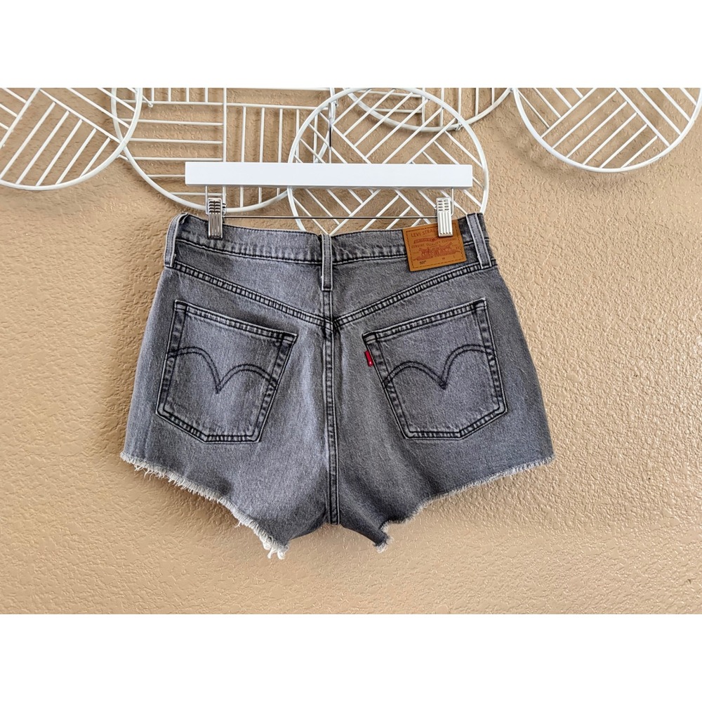Levis Premium 501 High Rise Cutoff Denim Shorts Gray Blank Red Tab Womens 31